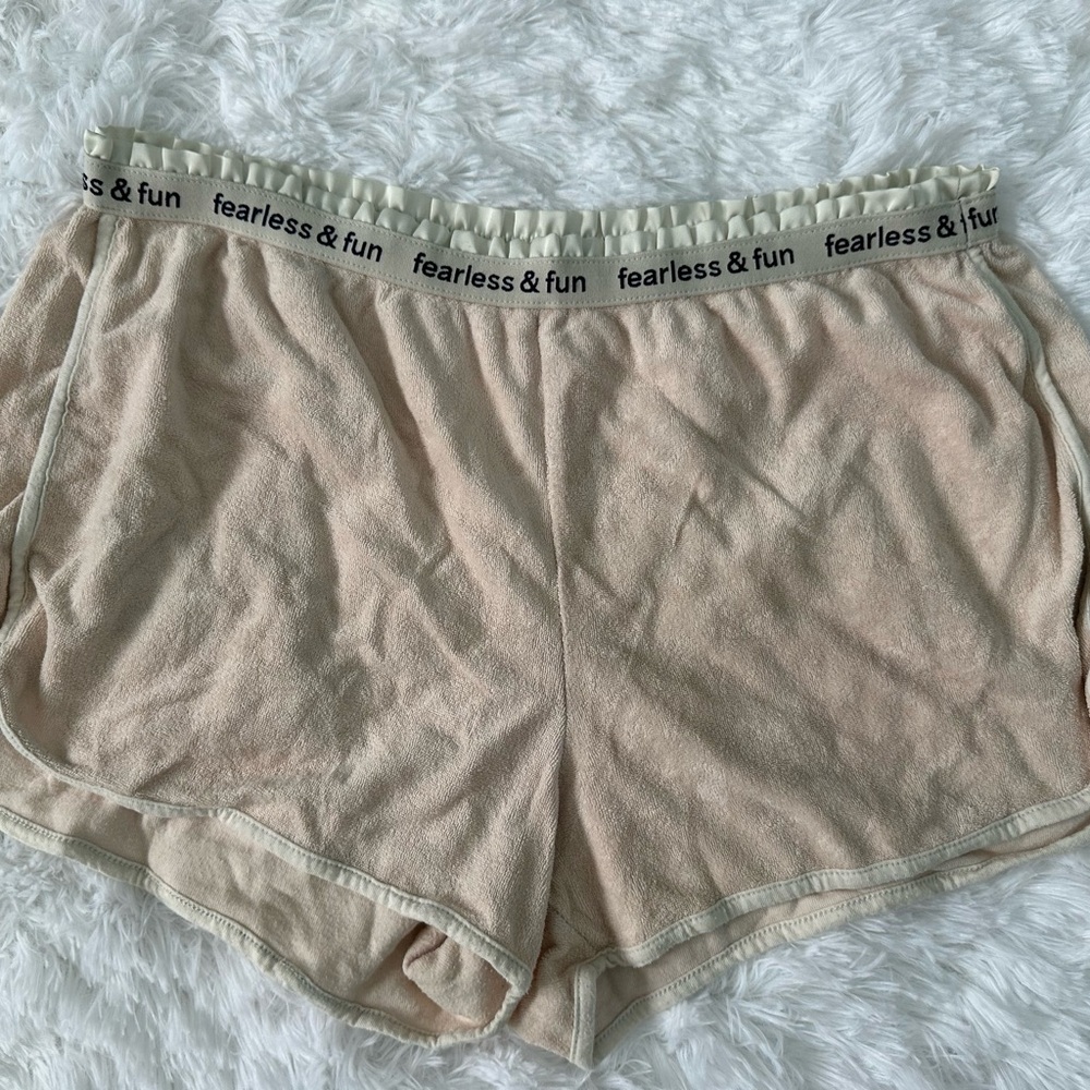 aerie Fearless & Fun Terry Lounge Shorts - peach